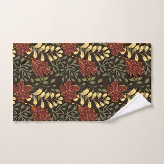 Dark red maple leaves floral pattern bad handdoek (Handdoek)
