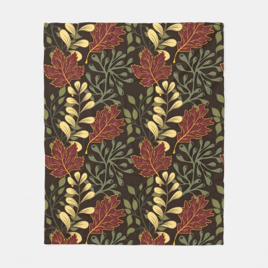 Dark red maple leaves floral pattern fleece deken (Voorkant)