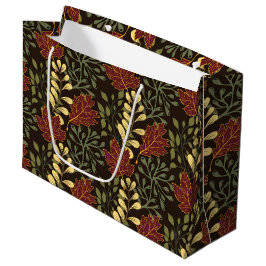 Dark red maple leaves floral pattern groot cadeauzakje