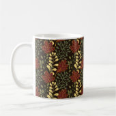 Dark red maple leaves floral pattern koffiemok (Links)