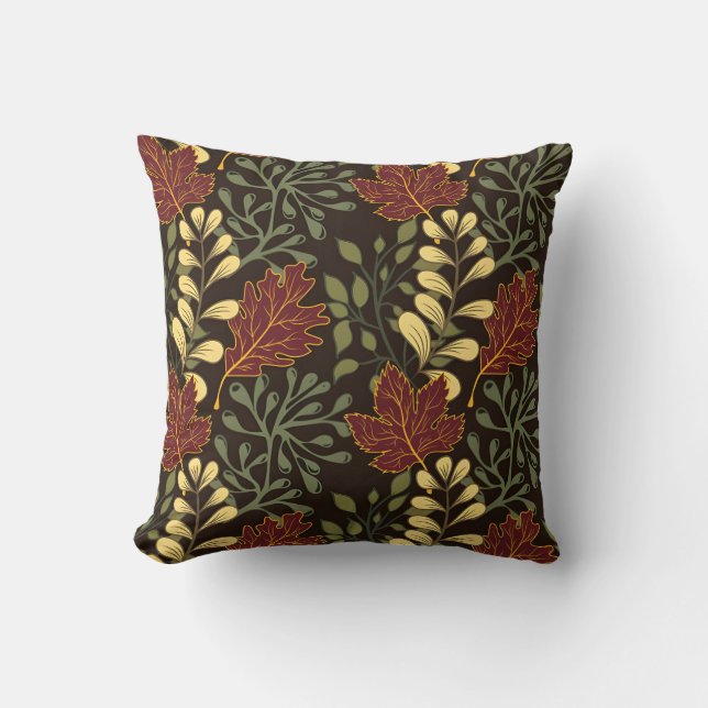 Dark red maple leaves floral pattern kussen (Voorkant)