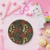 Dark red maple leaves floral pattern papieren bordje (Feest)