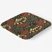 Dark red maple leaves floral pattern papieren bordje (Gebogen)