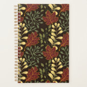 Dark red maple leaves floral pattern planner (Voorkant)