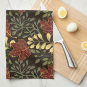 Dark red maple leaves floral pattern theedoek (Quarter Fold)