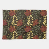 Dark red maple leaves floral pattern theedoek (Horizontaal)