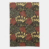 Dark red maple leaves floral pattern theedoek (Verticaal)