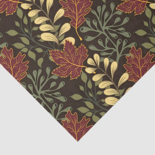 Dark red maple leaves floral pattern tissuepapier (Detail)