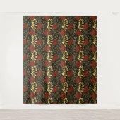 Dark red maple leaves floral pattern wandkleed (Voorkant)