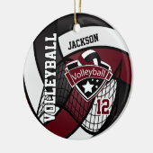 Dark Red Maroon, White and Black Logo 🏐 Volleybal Keramisch Ornament (Links)