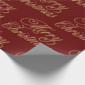 DARK RED MERRY CHRISTMAS CADEAUPAPIER (Hoek)