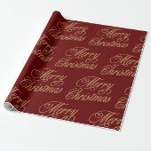 DARK RED MERRY CHRISTMAS CADEAUPAPIER (Uitgerold)