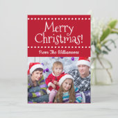 Dark Red Merry kerstfoto Kaart feestdag (Staand voorkant)
