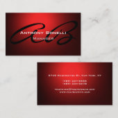 Dark Red Modern Monogram Manager Visitekaartje (Voorkant / Achterkant)