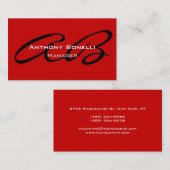 Dark Red Monogram Manager Visitekaartje (Voorkant / Achterkant)