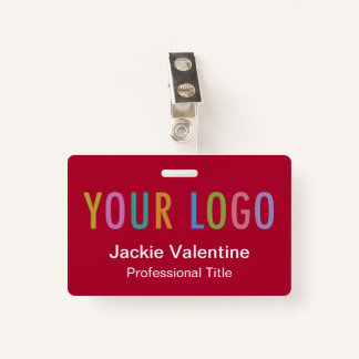 Dark Red Name Badge met Logo Clip Reel of Lanyard