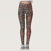 Dark Red Paisley Leggings (Voorkant)