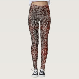 Dark Red Paisley Leggings