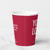 Dark Red Paper Cups Custom Business Logo 8 oz Papieren Bekers (Rechts)