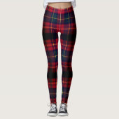 Dark Red Plaid Traditional Square Tartan Leggings (Voorkant)