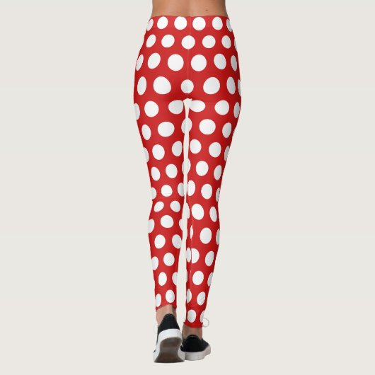 Dark Red Polka Dots Pattern Legging (Achterkant)