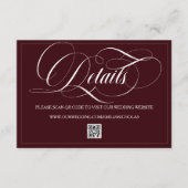 Dark Red Romantic Wedding Details Informatiekaartje (Voorkant)