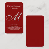 Dark Red Ronde Corner Monogram Visitekaartje (Voorkant / Achterkant)