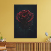 Dark Red Rose Elegante Natuur Fotografie Kunst Canvas Afdruk (Insitu (Woonkamer))