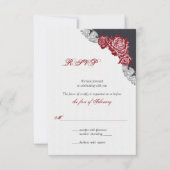 Dark Red Rose Wedding RSVP Kaart (Voorkant)