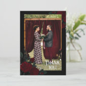 Dark Red Roses  Font Gothic Wedding Bedankt (Staand voorkant)