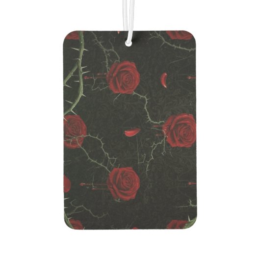 Dark Red Roses Thorns Gothic Pattern Luchtverfrisser (Achterkant)