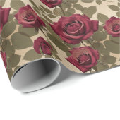 Dark Red Roses With Faded Green Leaves Cadeaupapier (Rol Hoek)