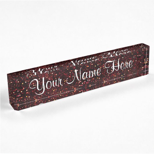 Dark Red Ruby Glitter Naambordje