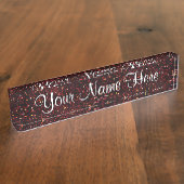 Dark Red Ruby Glitter Naambordje (Zijkant)