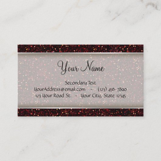 Dark Red Ruby Glitter Visitekaartje (Voorkant)