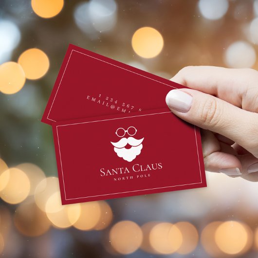 Dark Red Santa Claus Logo North Pole Custom Visitekaartje