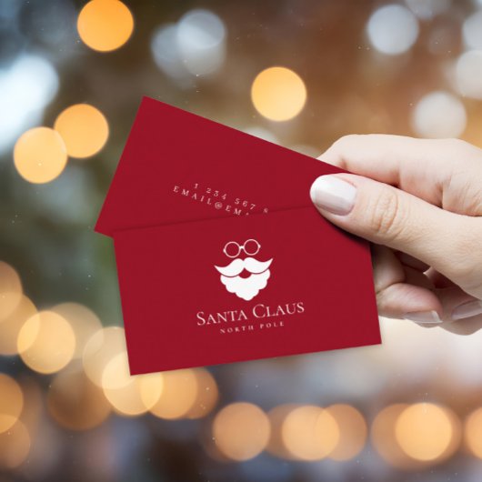 Dark Red Santa Claus Logo North Pole Minimalist Visitekaartje