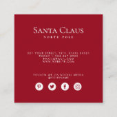 Dark Red Santa North Pole Custom Photo QR Code  Vierkante Visitekaartje (Achterkant)