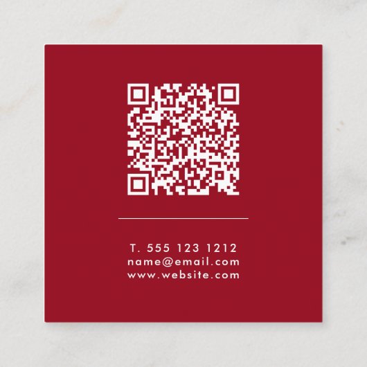 Dark Red Santa Services Minimal Cool Fun QR Code Vierkante Visitekaartje (Achterkant)
