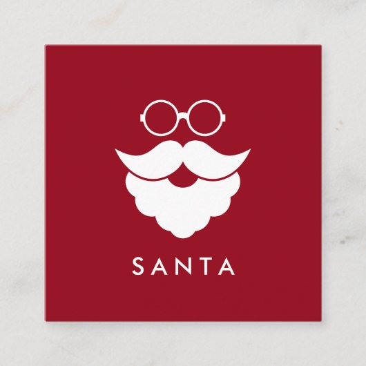 Dark Red Santa Services Minimal Cool Fun QR Code Vierkante Visitekaartje (Voorkant)