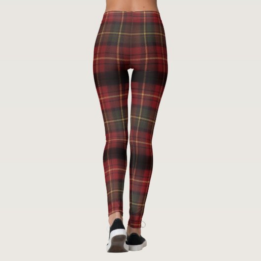 Dark Red Square Tartan Christmas Plaid Leggings (Achterkant)