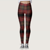 Dark Red Square Tartan Christmas Plaid Leggings (Voorkant)