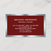 Dark Red Steel Barbell Fitness Personal Trainer Visitekaartje (Achterkant)