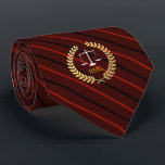 Dark Red Stripes - Aangepaste Initialen advocaat Stropdas<br><div class="desc">Elegant red, black and maroon striped legal scales of justice custom initialen stropdas.</div>
