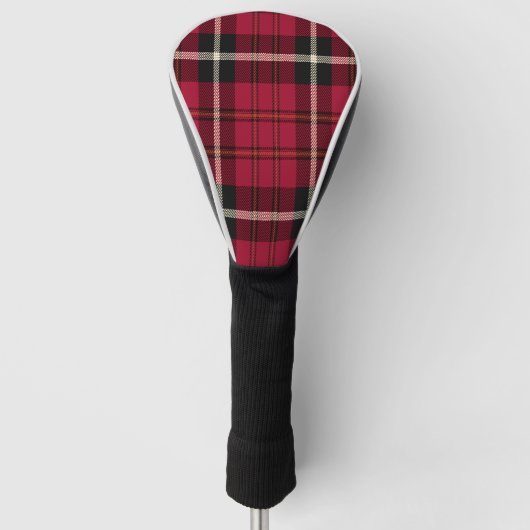Dark Red Tartan Golf Head Hoesje Golfheadcover (Voorkant)