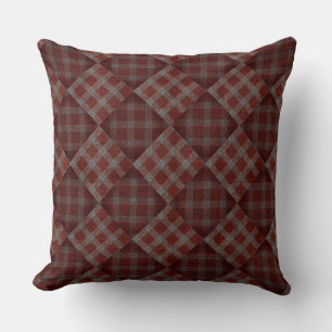 Dark red tartan plaid mosaic throw pillow kussen