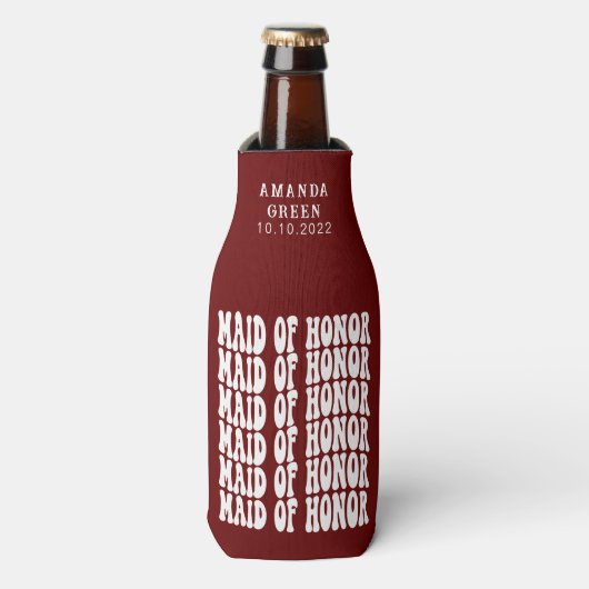 Dark Red Trendy Boho - Maid of Honor Flesjeskoeler (Fles Voorkant)