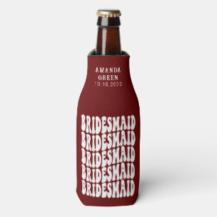 Dark Red Trendy Boho Retro Persoonlijke Bridesmaid Flesjeskoeler