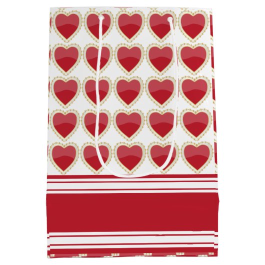 Dark Red Valentijn Hearts personaliseren Medium Cadeauzakje (Achterkant)