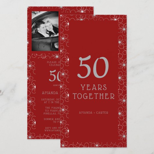 Dark Red Vintage Wedding Anniversary Flowers (Voorkant / Achterkant)